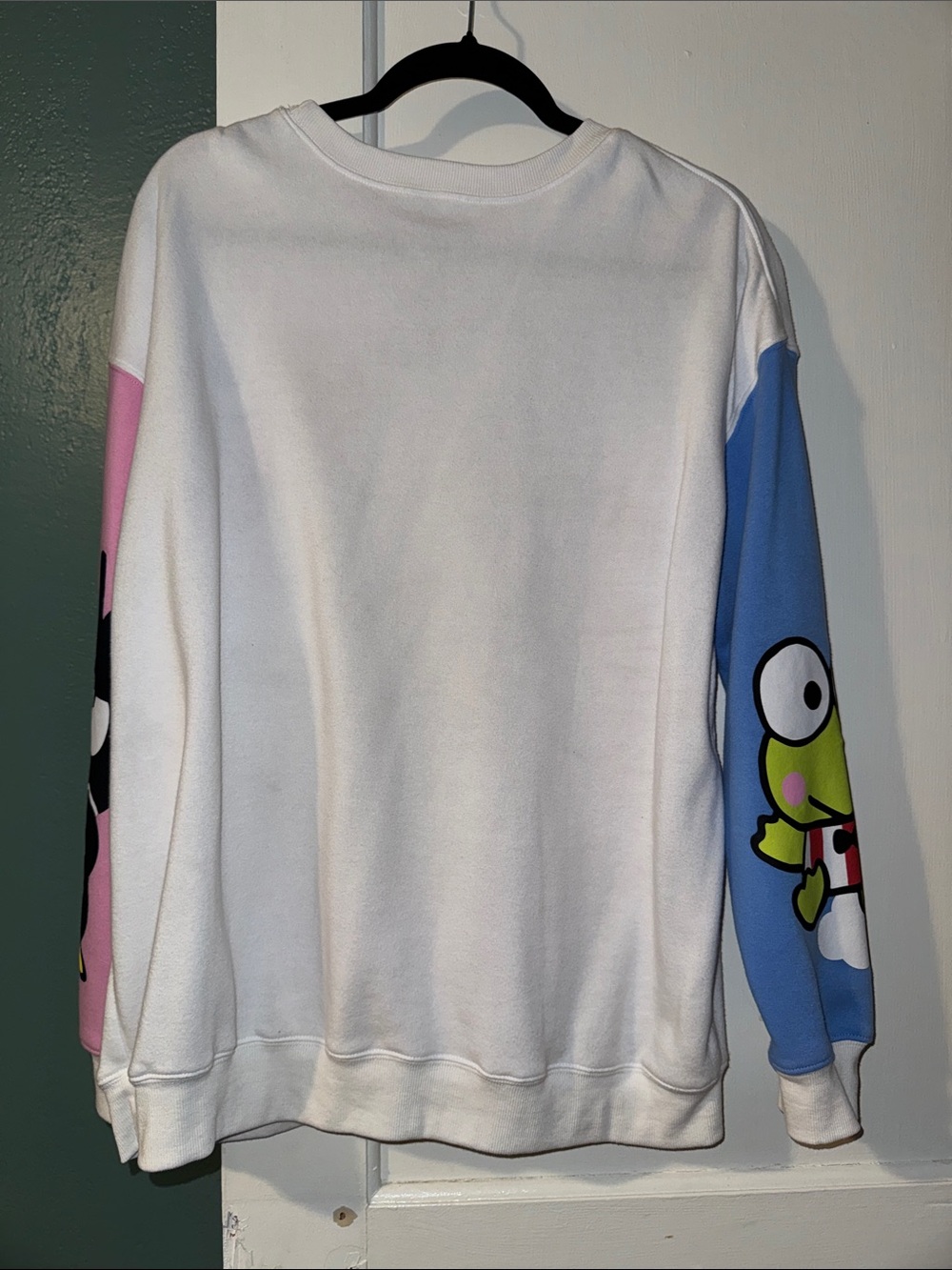 Hello Kitty Colorblock Graphic Crewneck Sweatshirt - White, Pink, Blue, Red - Picture 3 of 7